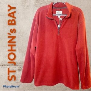 NWT St. John’s Bay Mock Neck Fleece 1/4 Zip Pullover In Sundried Tomato, XXL